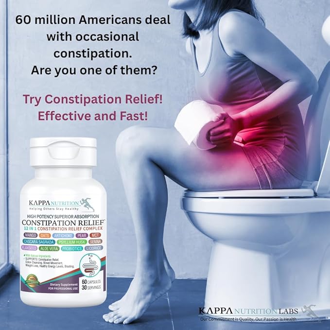 Constipation Relief & Advanced Gut Cleanse Detox for Women and Men – with Cascara Sagrada, Psyllium Husk, Senna Leaf & Probiotics – Non-GMO Colon Cleanse – 60 Capsules – Take 1–2 Daily-StrideForce Fitness