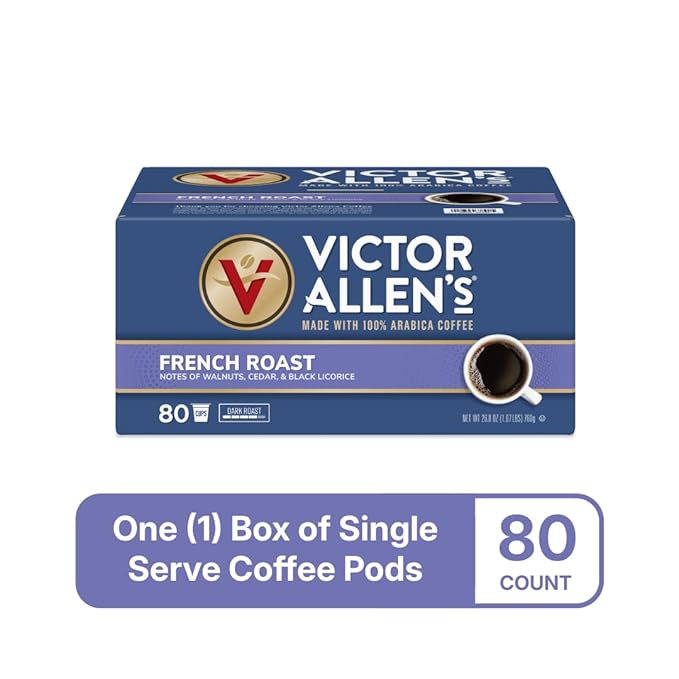 Victor Allen's Coffee French Roast, Dark Roast, 80 Count, Single Serve Coffee Pods for Keurig K-Cup Brewers-StrideForce Fitness