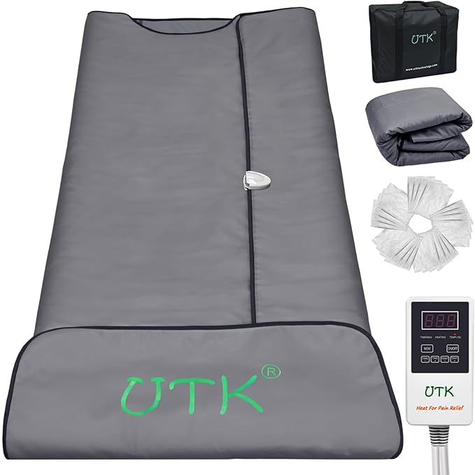 UTK Infrared Sauna Blanket, Portable Sauna for Home SPA, Fast Sweat & None Smell Infrared Sauna to Relax & Detox Your Body and Mind, (71"*71") Full-Size Home Sauna with 50 Plastic Wraps-StrideForce Fitness
