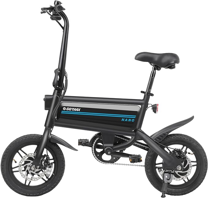 Gotrax Nano 14" Electric Bike, Max Range 25Miles(Pedal-Assist)&Max Speed 15.5Mph, 350W Folding E-Bike with Removable Battery, Adjustable Seat & Dual Mudguards, Commuter Electric Bicycle for Ages 13+-StrideForce Fitness