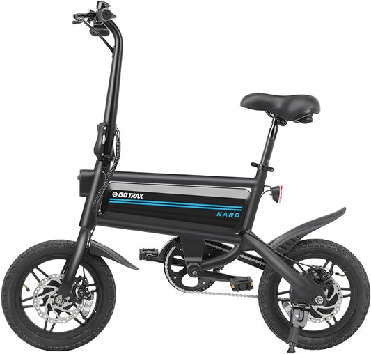Gotrax Nano 14" Electric Bike, Max Range 25Miles(Pedal-Assist)&Max Speed 15.5Mph, 350W Folding E-Bike with Removable Battery, Adjustable Seat & Dual Mudguards, Commuter Electric Bicycle for Ages 13+-StrideForce Fitness