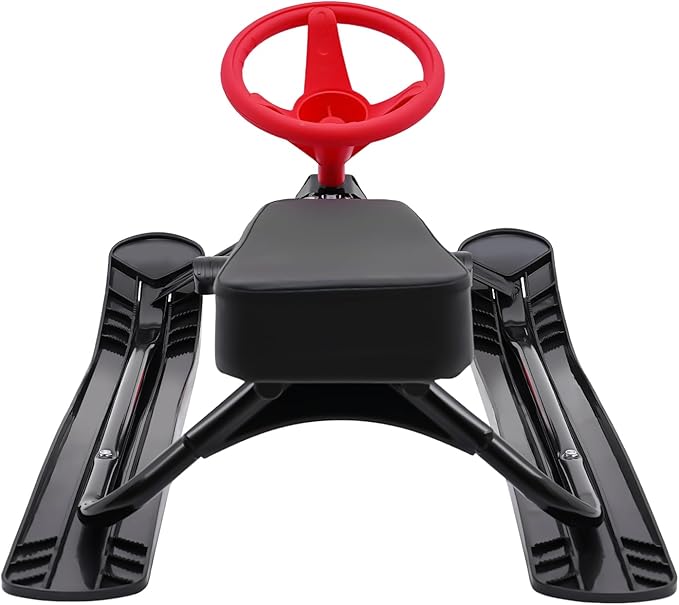 Snow Racer Sled, Ski Sled Slider Board with Steering Wheel, Twin Brakes, Anti-Slip Pedal, Snow Sled for Kids-StrideForce Fitness