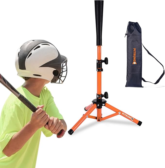 Baseball Softball Tee for Kids Toddles 3-10 Years Batting Hitting Tee T Ball Set Stand for Baseball Trainer Easy Adjustable Height 20.5''-29.5''Portable w/Carry Bag for Indoor Outdoor-StrideForce Fitness