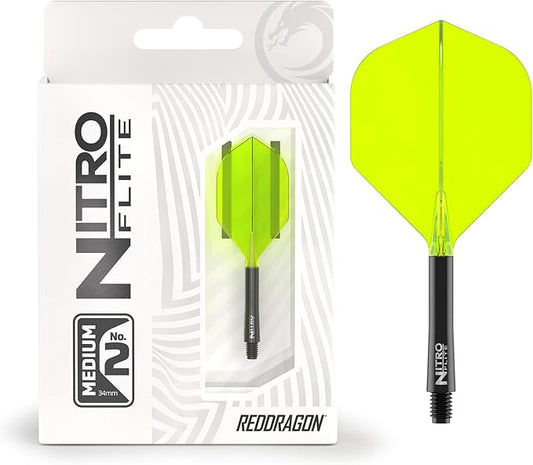 RED DRAGON Darts – Nitro Flite Integrated Flight & Shaft System – No.2 Shape and Design - Available in Short, Intermediate & Medium - Available in Variety of Colours - Professional Darts Accessories-StrideForce Fitness