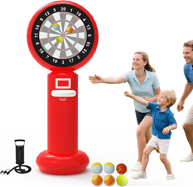 Inflatable Dart Board with Pump,5.6FT Inflatable Games Set with Basketball Hoop Feature,Dart Boards for Adults Kids,Fun Toss Games for Indoor,Outdoor,Backyard&Party Favor-StrideForce Fitness
