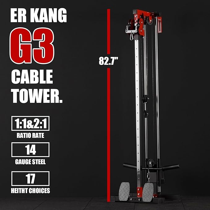 ER KANG Wall Mount Cable Station, Cable Crossover Machine with 18 Positions Dual Pulley System for Home Gym Fitness Equipment-StrideForce Fitness