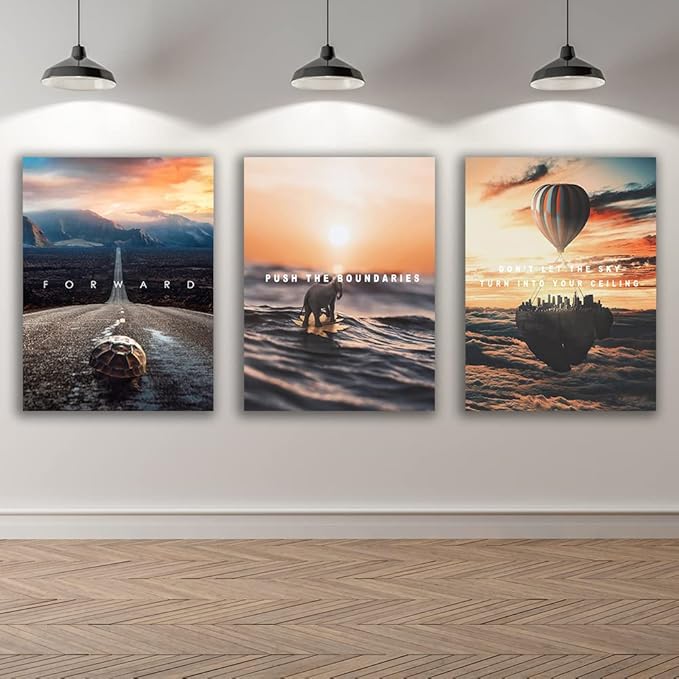 Motivational Wall Decor Poster Inspirational Wall Art 3 Pieces Canvas Wall Painting Framed Artwork for Living Room Bedroom Office Home Decor Prints Pictures Wall Decor Ready to Hang 48''Wx 24''H-StrideForce Fitness
