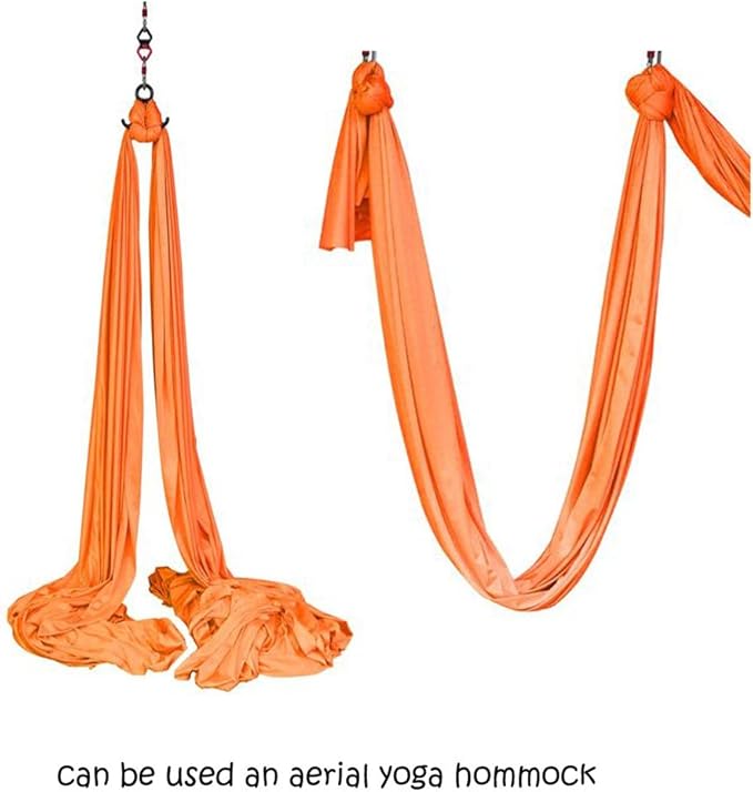 DASKING Aerial Silks Starter Kit - Durable 11Yards of Aerial Yoga Hammock with Hardware, Aerial Swing for Acrobatic Flying Yoga & All Levels (Aerial Rigging Point Up to 14ft)-StrideForce Fitness