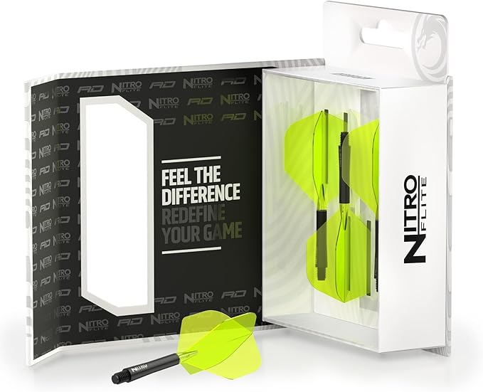 RED DRAGON Darts – Nitro Flite Integrated Flight & Shaft System – No.2 Shape and Design - Available in Short, Intermediate & Medium - Available in Variety of Colours - Professional Darts Accessories-StrideForce Fitness