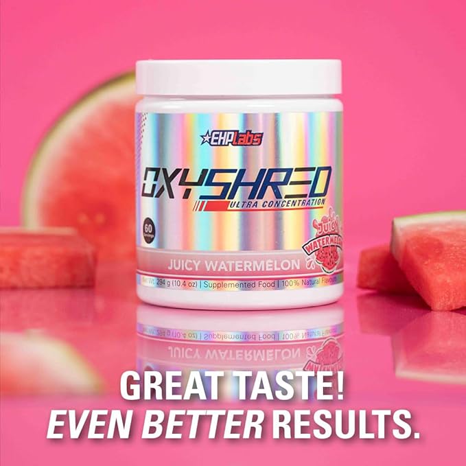 EHP Labs OxyShred Pre Workout Powder - Preworkout Powder with L Glutamine & Acetyl L Carnitine, Energy Boost Drink - Juicy Watermelon, 60 Servings-StrideForce Fitness
