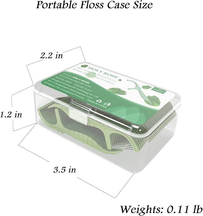 Holy Rose Dental Floss Picks Portable Case 2 Box with Twin-Line Flossers 100 Count,Mint Flavor,Dual Action Flossing Clean System,50 Count/Boxs,Easy Storage.