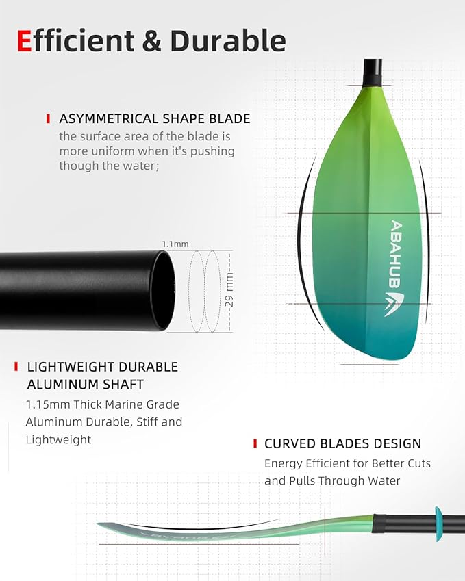 Abahub Adjustable Kayak Paddle 210-230 cm/ 230-250 cm Floating Kayaking Oars Boating Oars Canoeing Oars Black-StrideForce Fitness