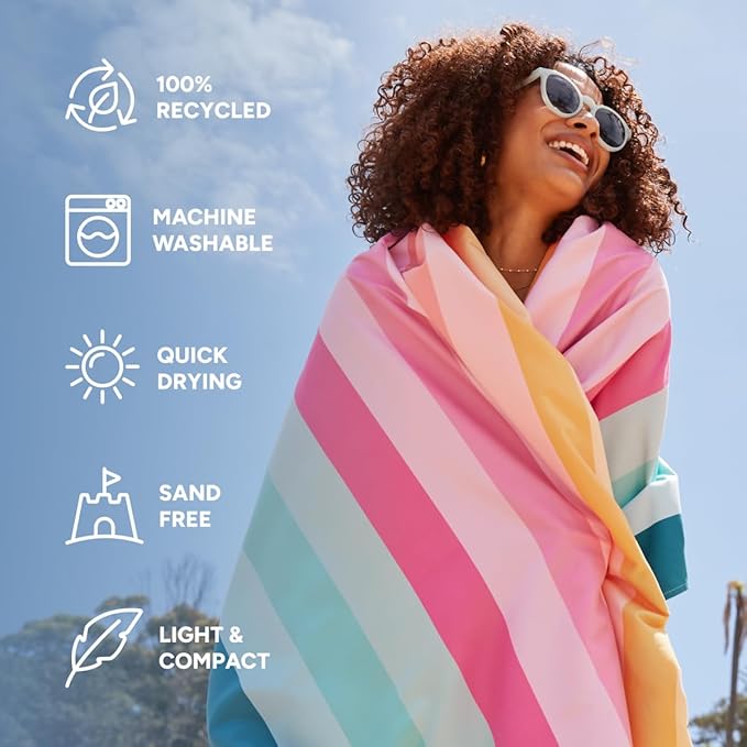 Dock & Bay Kid's Towel - for Beach Use - Quick Dry, Sand Free - Compact, Lightweight - 100% Recycled - Includes Bag - Coastal Candy, Large (160x90cm, 63x35)-StrideForce Fitness