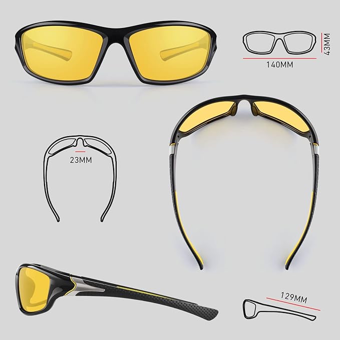 Polarized Sports Sunglasses for Men Women,Fishing Driving Rectangular Goggles UV400 Protection-StrideForce Fitness