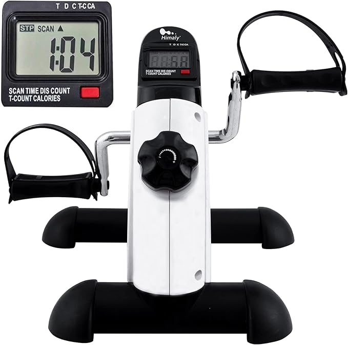 Mini Exercise Bike, himaly Under Desk Bike Pedal Exerciser Portable Foot Cycle Arm & Leg Peddler Machine with LCD Screen Displays-StrideForce Fitness