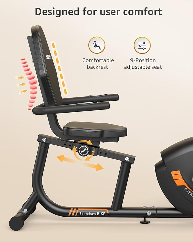 JEEKEE Recumbent Exercise Bike for Seniors,Stationary Bikes for Home, 300LB Capacity & 16 Levels Magnetic Resistance, Heart Rate Handle-StrideForce Fitness