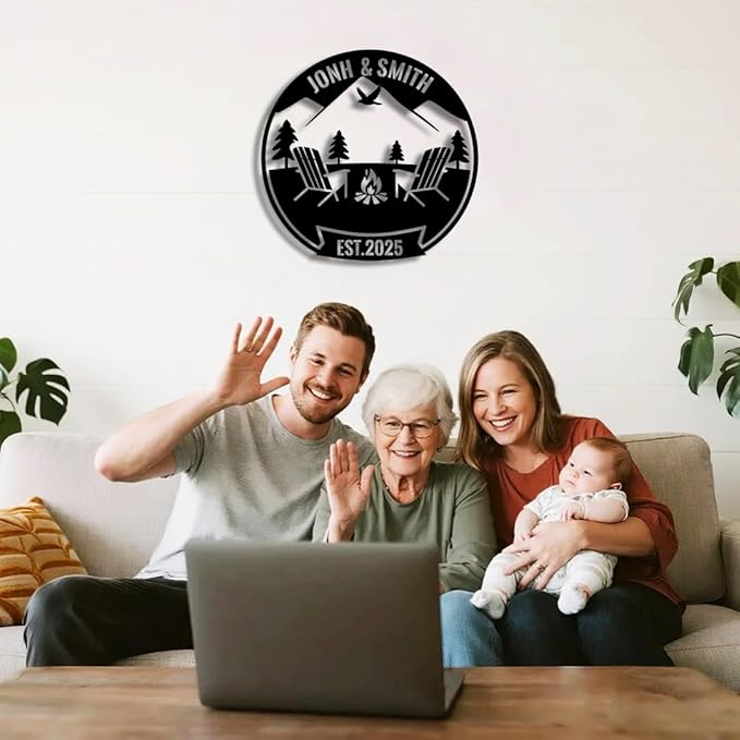 Personalized Campfire Metal Name Sign | Custom Camping Metal Signs | Family Wall Art & Split Letter Name | Wedding Gift & Anniversary | Indoor Decor Gift for Women, Men, Wife, Parents, Couple-StrideForce Fitness