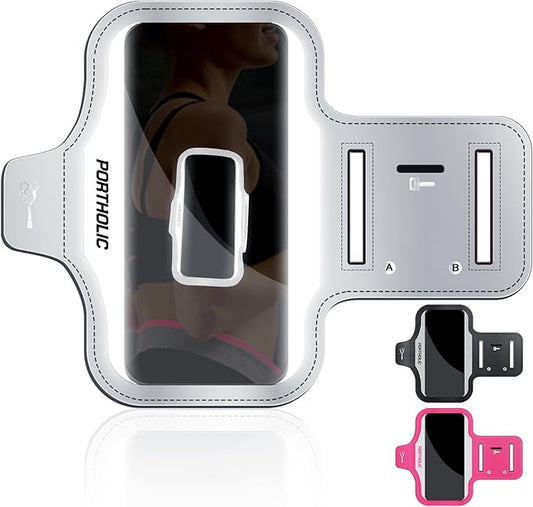 PORTHOLIC 2025 Running Armband Water Resistant Sports Phone Holder Case with Extension Strap, Key Card Slot Up to 6.9" Phone for iPhone 17/16/15/14/13 Plus Air Pro Max XR/XS, Galaxy S25/24/S10-StrideForce Fitness