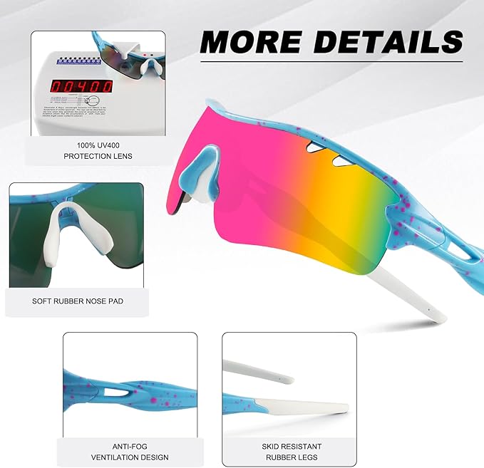 BangLong Polarized Sports Sunglasses Cycling Sun Glasses for Men Women with 5 Interchangeable Lenes for Running Baseball Golf-StrideForce Fitness