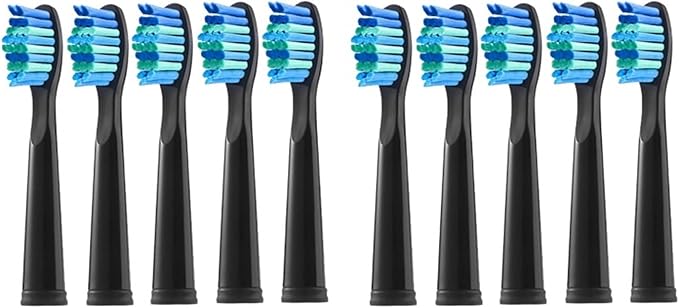 Replacement Electric Toothbrush Head Bristle Brush Refill ，Compatibility for Fairywill Refills FW-D1/FW-D3/FW-D7(10 PCS BK)