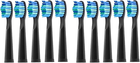 Replacement Electric Toothbrush Head Bristle Brush Refill ，Compatibility for Fairywill Refills FW-D1/FW-D3/FW-D7(10 PCS BK)