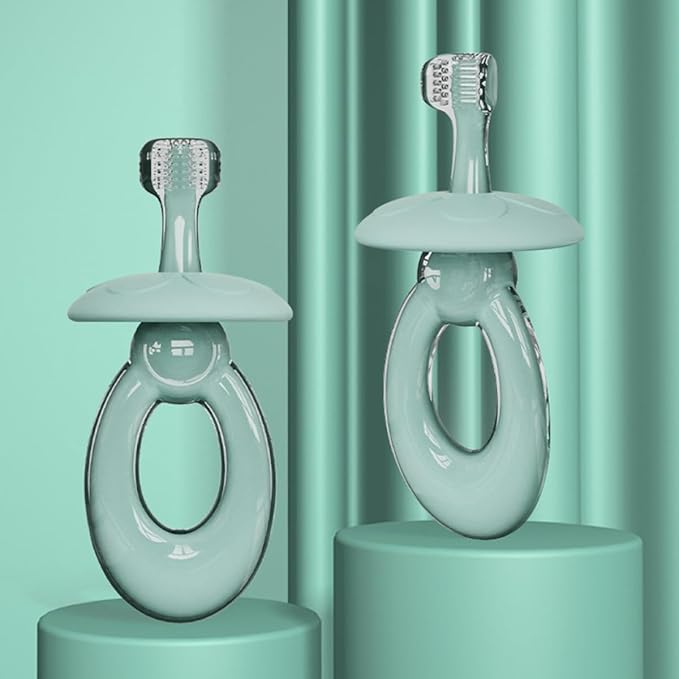 Silicone 3D Toothbrush for, Soft Training Toothbrush for Oral Cleaning, Tongue Cleaner, Light Blue, OPP Bag Packaging, Suitable for Dental Care