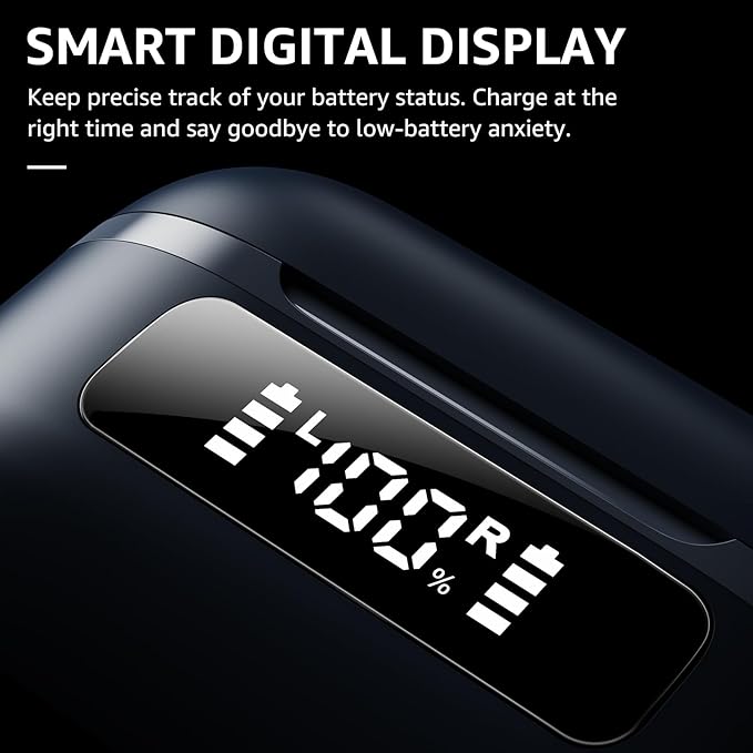 TOZO NC9 Hybrid Active Noise Cancelling Wireless Earbuds, 6 Mics ENC Clear Call, IPX8 Waterproof, in Ear Bluetooth 5.3 Headphones Stereo Bass Ear Buds 59H Playtime with LED Display 32 EQs via APP-StrideForce Fitness