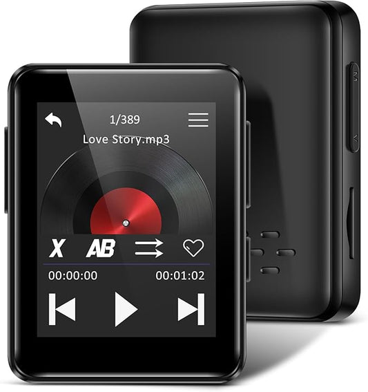 1.8 inch MP3 Player with Bluetooth, 32GB Digital Music Player for Kids, Portable Mini Bluetooth MP3 Player with Speaker Lossless Sound with FM Radio, Voice Recorder, Supports up to 512GB, Black-StrideForce Fitness