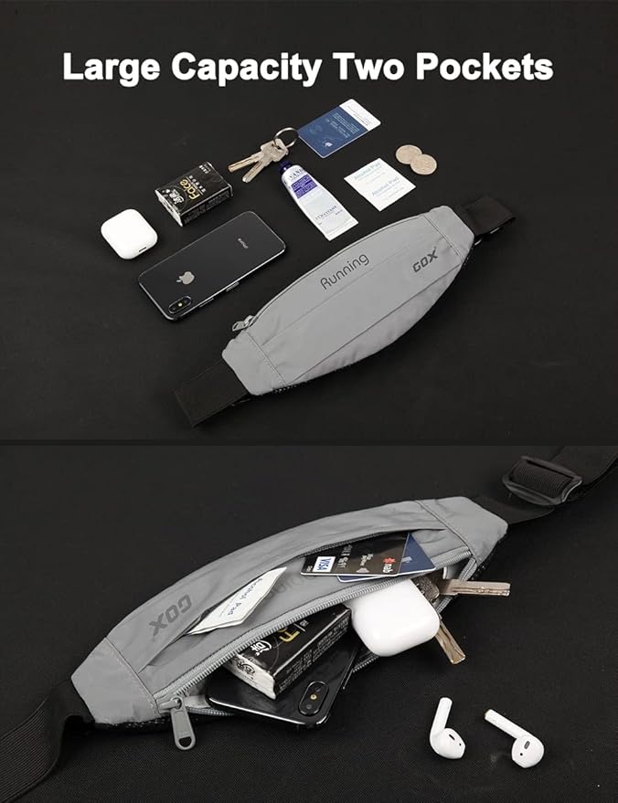 Gox Fanny Pack For Men Running Pouch Belt,Phone Holder Waist Pack Sport Hiking Walking Traveling (silver)-StrideForce Fitness