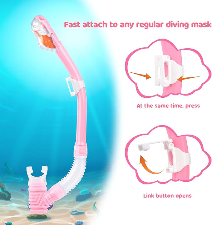 Dry Snorkel for Kids, Ultimate Snorkel Tube for Snorkeling, Freediving & Swimming, Easy-Breath Technology, Top-Mounted Dry Valve & Food-Grade Silicone Mouthpiece-StrideForce Fitness