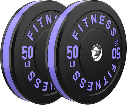 2 Inch Bumper Plates，10-500lbs，Barbell Rubber Olympic Weight Plates Set for Home Gym, Strength Training & Weight Lifting, Multiple Options Colors-StrideForce Fitness