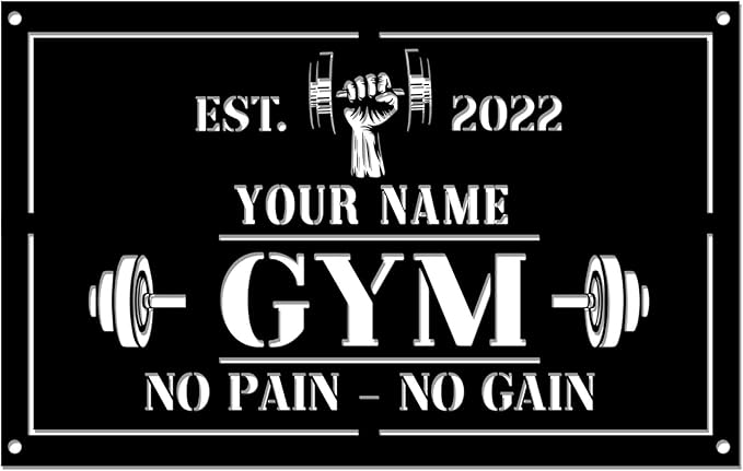 Personalized Home Gym LED Tin Metal Sign Multiple Sizes, Gym Sign Wall Decor, Exercise Workout Room Decor Fitness Center, Motivational Inspirational Hanging Wall Art Wall Plaque (01 w/o lights)-StrideForce Fitness