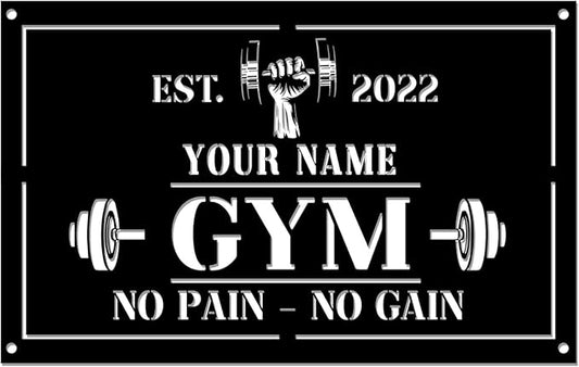 Personalized Home Gym LED Tin Metal Sign Multiple Sizes, Gym Sign Wall Decor, Exercise Workout Room Decor Fitness Center, Motivational Inspirational Hanging Wall Art Wall Plaque (01 w/o lights)-StrideForce Fitness