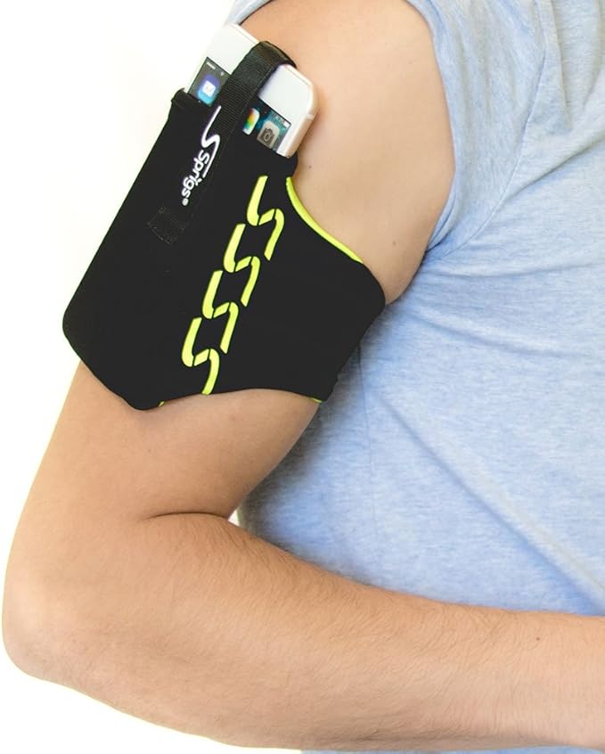 Sprigs Phone Armband Sleeve for iPhone 14, 13, 12, 11, X Galaxy Z, S22, S21, S20 Google Pixel 7, 6, 5. The Lightest & Most Comfortable Running Armband, Stretches to Fit All Phones with Case for Women & Men-StrideForce Fitness