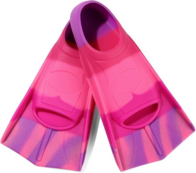 Kids Swim Fins,Short Kids Fins Youth Swimming Flippers for Lap Swimming Training for Children Girls Boys Beginners-StrideForce Fitness