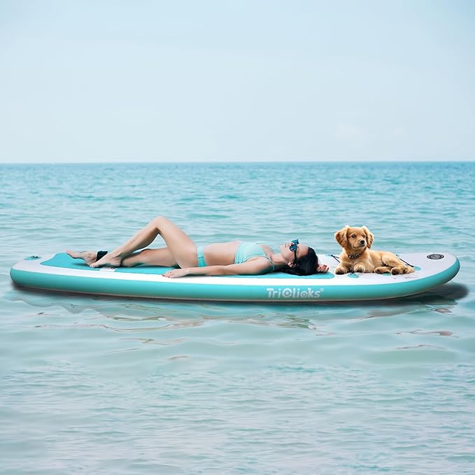 10' Inflatable Stand Up Paddle Board, Ultra-Light Wide Yoga Board for All Skill Levels with Premium SUP Paddleboard Accessories, 84L Waterproof Bag, Non-Slip Comfort Deck for Youth & Adults-StrideForce Fitness