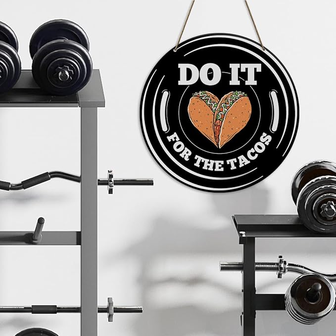 Gym Sign Decor, Home Gym Sign, Workout Room Fitness Room Decor Gym Sign Decoration, Gym Gift for Trainer Exercise Lover, Do It for The Tacos-StrideForce Fitness