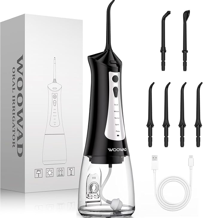 Water Flosser for Teeth 300ML Cordless,Portable Water Dental Floss Pick IPX7 Waterproof 5 Modes & 6 Jet Tips Noise<70db, Water Picks for Teeth Cleaning and Flossing, Braces, Gums,Oral Care
