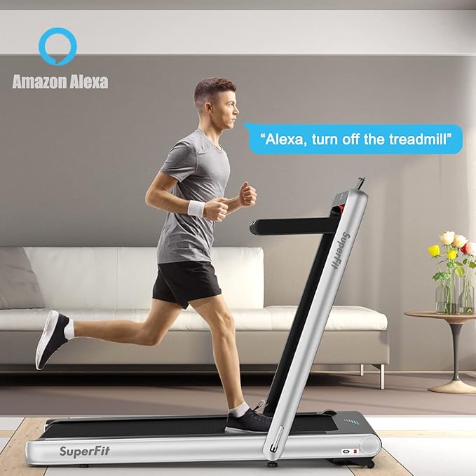 GYMAX Walking Pad, 4.75HP Under Desk Treadmill with LED Touch Screen, App Control, Built-in Speaker & Handle, 2 in 1 Folding Compact Portable Treadmill for Home Small Space-StrideForce Fitness