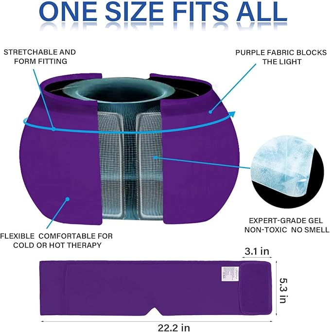 iTHERAU Migraine Relief Cap, Migraine Ice Head Wrap, Headache Ice Hat, Cold Therapy Headache Relief Cap for Migraine Eyes Mask Purple Headache Ice Pack for Puffy Eyes, Tension, Sinus & Stress Relief-StrideForce Fitness