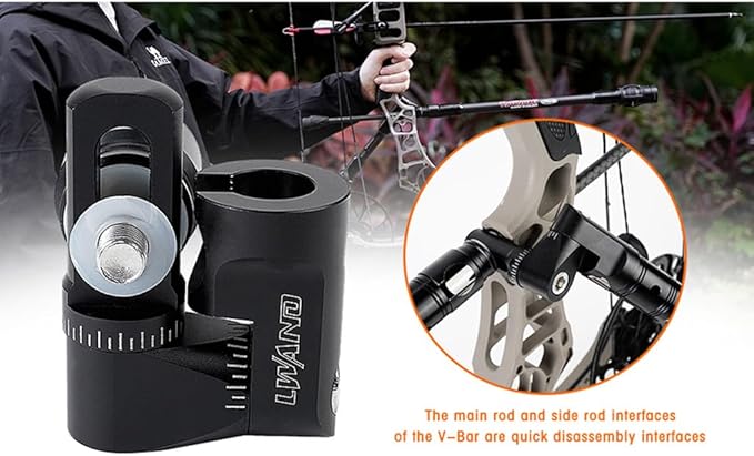 LWANO Single Side Adjustable V-Bar Mount Quick Disconnect Bow Rod Stabilizer, Archery Compound Recurve Bow Stabilizer Single Sidebar Back bar stabilizer Mount-StrideForce Fitness