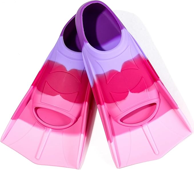 Kids Swim Fins,Short Kids Fins Youth Swimming Flippers for Lap Swimming Training for Children Girls Boys Beginners-StrideForce Fitness