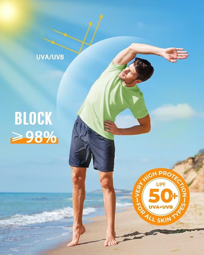 Boladeci Men's Swim Shirt Short Sleeve UPF 50+ Sun Protection SPF UV Moisture Wicking Lightweight Quick Dry Rash Guard-StrideForce Fitness