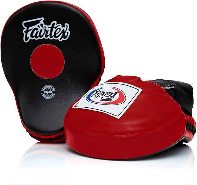 Fairtex FMV9 Contoured Focus Mitts |Striking Accuracy & Protection for Boxing, Muay Thai, Kickboxing |Ergonomic Design, Soft Padding, Secure Fit Leather-StrideForce Fitness