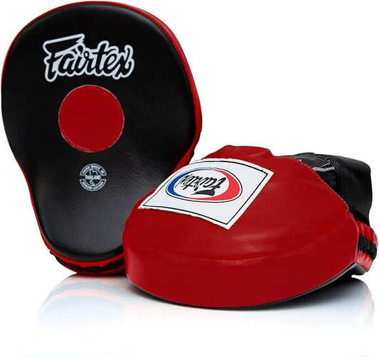 Fairtex FMV9 Contoured Focus Mitts |Striking Accuracy & Protection for Boxing, Muay Thai, Kickboxing |Ergonomic Design, Soft Padding, Secure Fit Leather-StrideForce Fitness