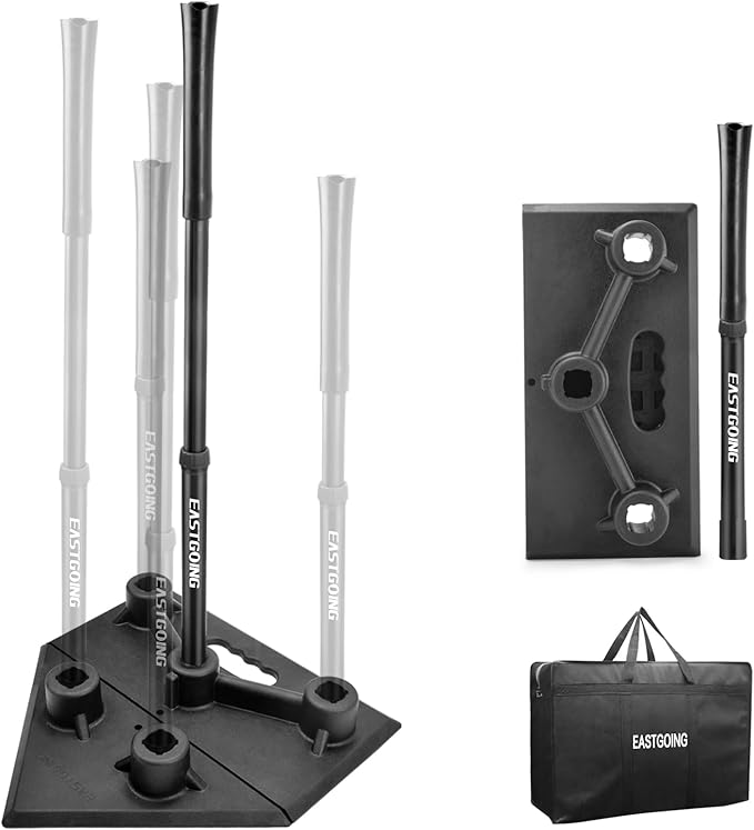 Eastgoing Heavy Duty Baseball and Softball Portable Travel Batting Tee.Adjustable 5-Position Baseball and Softball Batting Tee.Hitting Tee for Any Age Player Baseball-StrideForce Fitness