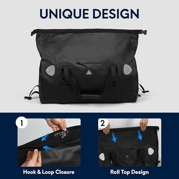 Haimont Waterproof Duffel Bag Roll-top Dry Duffel Bag with Quick-fixed Straps for Motorcycling, Rafting, Boating, SUP, Kayaking, Travel, 50L/70L-StrideForce Fitness