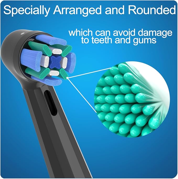 8 Pack Replacement Toothbrush Heads Compatible with Oral B iO, Brush Heads for Oral-B iO 2/3/4/5/6/7/8/9/10/7G Series, with Covers, Black