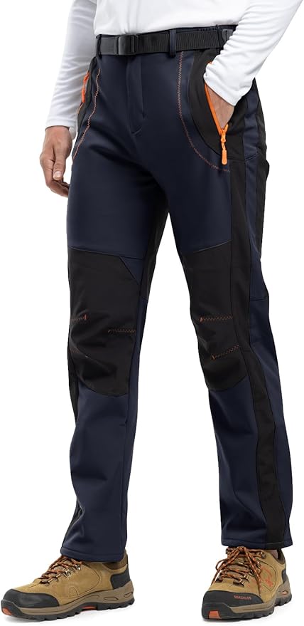 Rdruko Men's Snow Ski Pants Waterproof Insulated Winter Outdoor Snowboard Hiking Fleece Pants with Belt-StrideForce Fitness