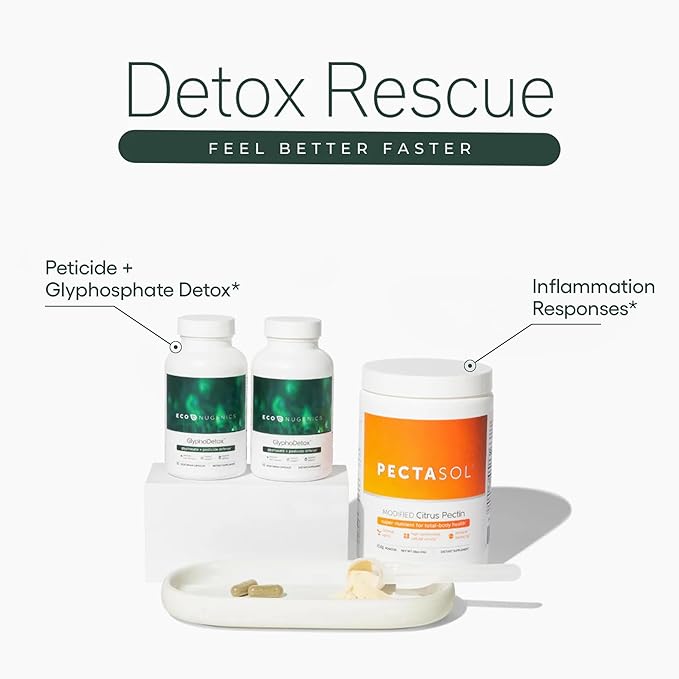 EcoNugenics Detox Rescue Supplement Bundle for Men & Women – PectaSol Modified Citrus Pectin Fiber + 2 GlyphoDetox Bottles — Safely Removes Pesticides & Agricultural Toxins, Offers Total-Body Support-StrideForce Fitness
